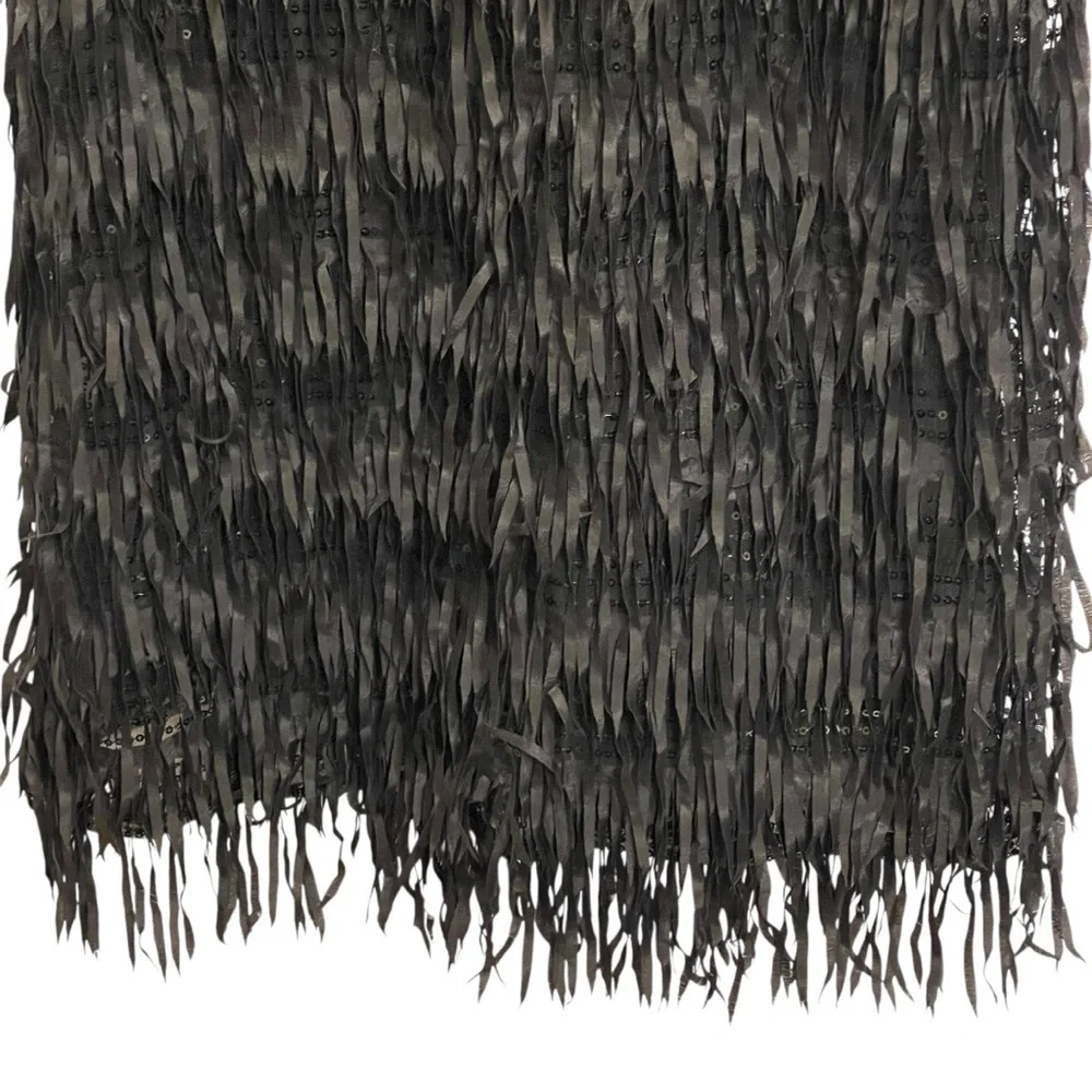 Zara Black Sequined Fringed Spaghetti Strap Mini Dress Lined Black Size Small